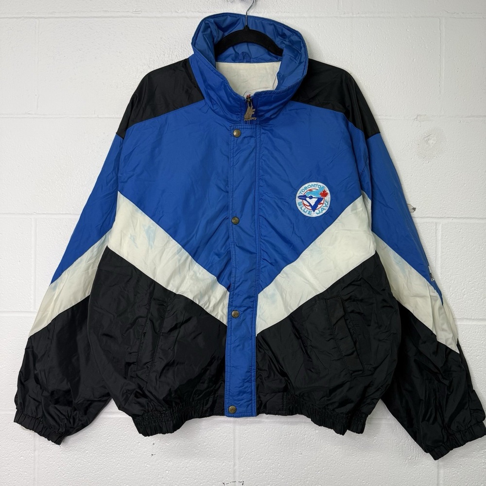 Vintage Toronto Blue Jays Starter Jacket Mens L 90s MLB Windbreaker Snap Front